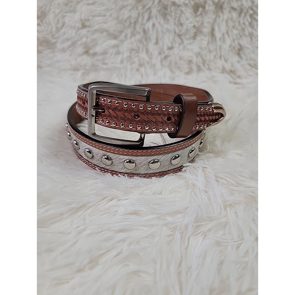 Ranger Belt Company Western Leather Belt Studded Cowgirl Womens Size 32 Cowhide